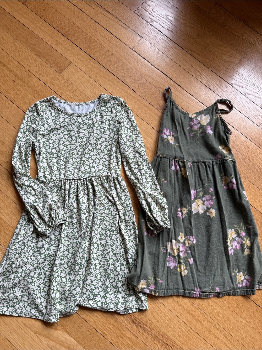 Old Navy Olive Green Floral Dresses for Girls - Dual Styles